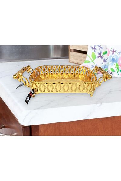 TrentonGCC Ornate Rectangular Serving Tray with Handles