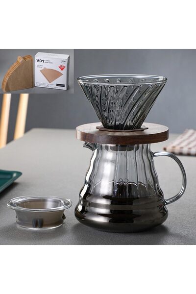 erorex Pour Over Coffee Maker Set,Drip Coffee Maker 100 Pcs V01 Paper Filter,20 Oz Borosilicate Glass