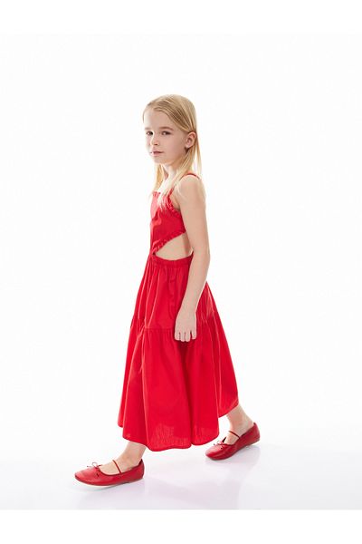 Koton Square Neck Sling Dress with Window Detail