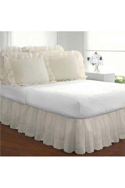 erorex Bedding Eyelet Ruffled Pillow 2 Pack Sham Standard Ivory