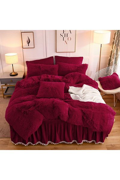 erorex Luxury Plush Shaggy Duvet Cover Set Soft Fluffy Furry Duvet Cover Set 1 Fuzzy Faux Fur Comforter