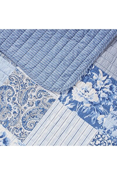 erorex Paisley Patchwork Quilt Set Twin Blue