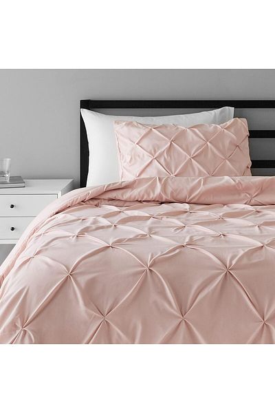 erorex Pinch Pleat Down Alternative Comforter Bedding Set Twin Twin Xl Blush