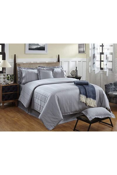 erorex Hotel Comforter Set 9 Pcs 300 Tc King Size Gray Material: Cotton
