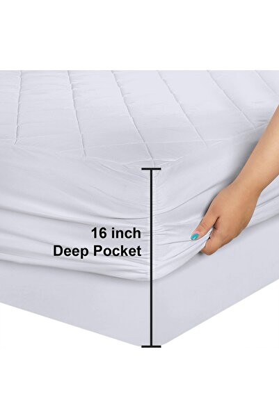 erorex Fitted Quilted Mattress Pad Twin Stretches Up To 43Cm Deep Mattress Pad Cover By