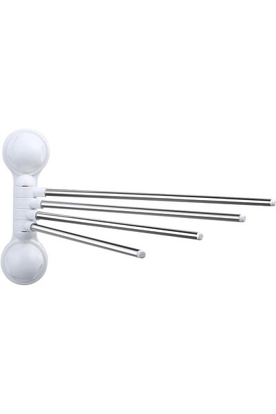 erorex Four Bar Towel Rack With Suction Cup Grey