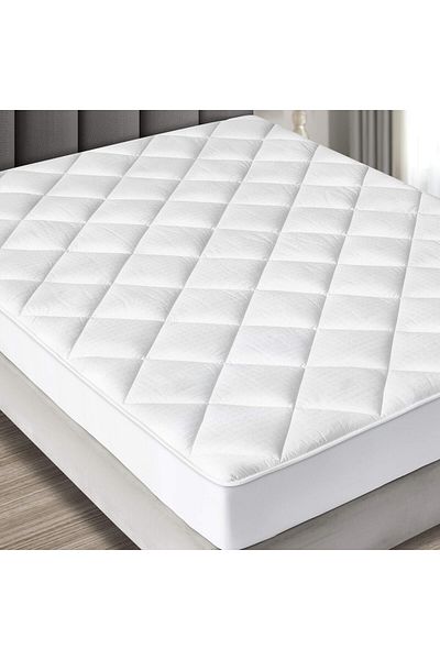 erorex Fitted Luxurious Down Alternative Mattress Pad 100 Percent Cotton 300 Thread Count Full Xl White