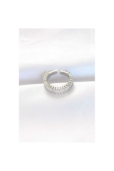 Skygo Row Baguette Stone Silver Color Adjustable Ring - Tj-Byk3110