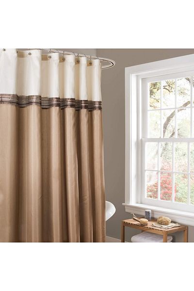 erorex Terra Color Block Shower Curtain Fabric Striped Neutral Bathroom Decor 72 Inch Beige Ivory 72 Inch