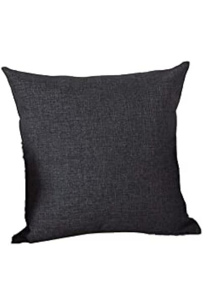erorex Decorative Solid Filled Linen Cushion 45X45Cm Black