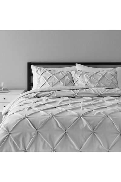 erorex Pinch Pleat Down Alternative Comforter Bedding Set King Light Grey