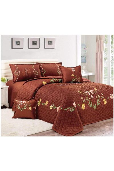 erorex Floral Compressed 4Pcs Comforter Set Single Size Px 007 Brown Microfiber