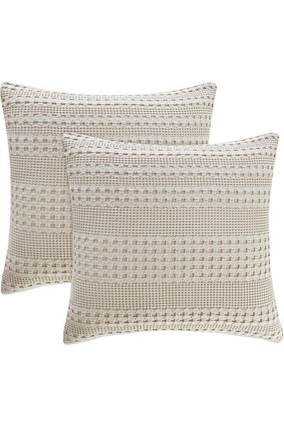 erorex Waffle Weave Euro Sham Cover 26 Inch X 26 Inch Throw Pillow Cover Khaki Beige