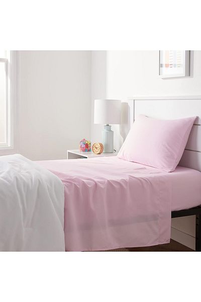erorex Kid'S Soft Easy Wash Lightweight Microfiber 3 Piece Sheet Set Twin Light Pink Solid