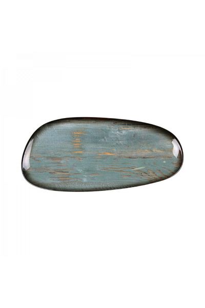 Bonna Asymmetrical premium porcelain platter, Madera Mint, 36x17 cm