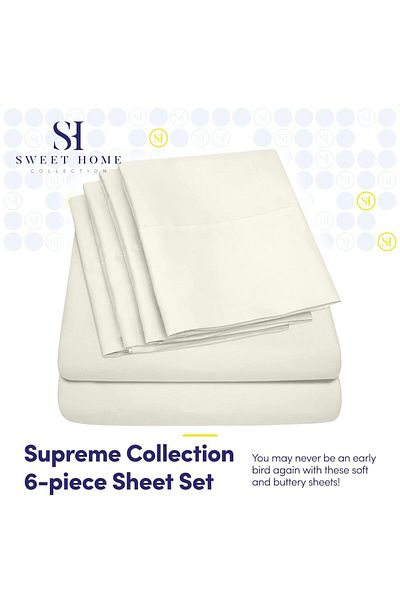 erorex King Size Beds 6 Piece 1500 Supreme Fine Brushed Microfiber Deep Pocket King Set Bedding 2 Extra