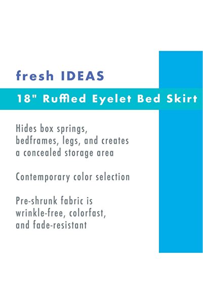 erorex Eyelet Bed Skirt Dust Ruffle Embroidered Details Extra Long 18 Inch Drop Length Gathered Styling