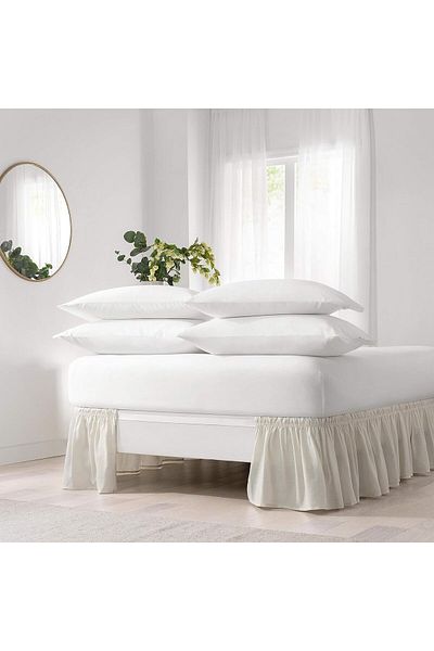 erorex Solid Elastic Wrap Around Bed Skirt Easy On Off Dust Ruffle 18 Inch Drop Twin Full White