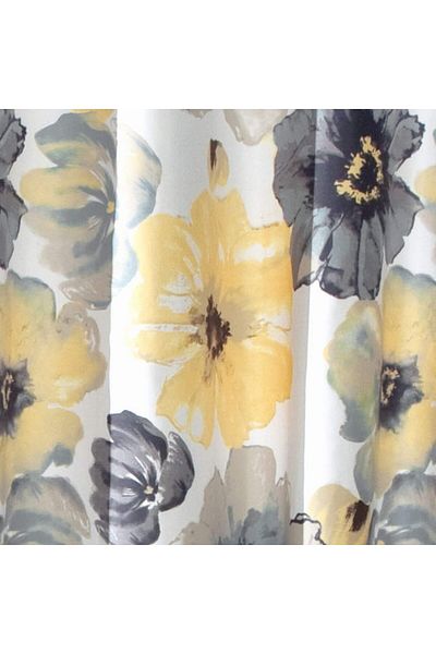 erorex Leah Floral Shower Curtain 72 Inch W X 72 Inch L Yellow And Gray Pretty Yellow Shower Curtain