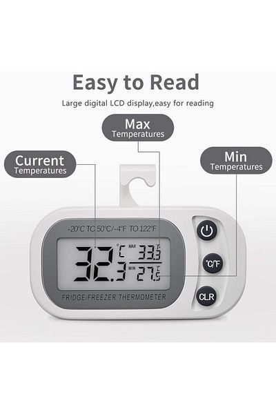 erorex Waterproof Refrigerator Fridge Thermometer Digital Freezer Room Thermometer Max Min Record Function