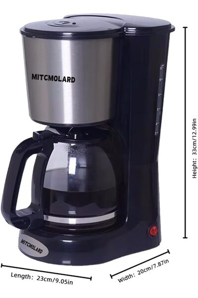 erorex Coffee Maker, 1.5 L Drip Coffee Machine Filter, 12-Cup Black American Coffee Maker, 900 W, Anti