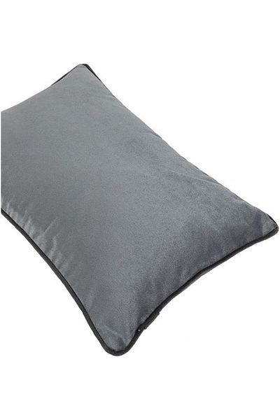 erorex Velvet Plain Matt Poly Filled Decorative Cushion 50X30Cm Soft Silver