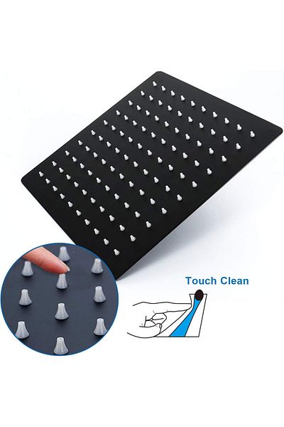 erorex 12 Inch Square Rain Shower Head Matte Black Rainfall And High Pressure Stainless Steel Bath
