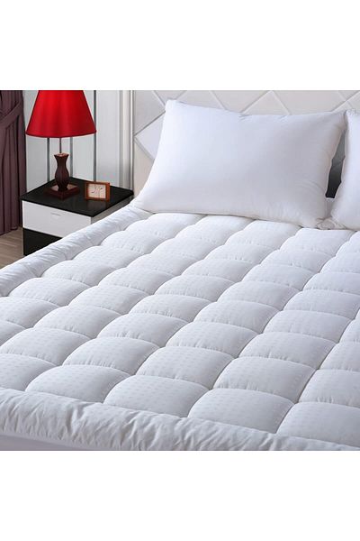 erorex Twin White Luxury Hotel Quilted Mattress Pad Cover 300Tc 100 Percent Cotton Top Goose Down