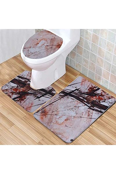 erorex Bathroom Anti Slip Pedestal Rug And Lid Toilet Cover And Bath Mat Set Of 3
