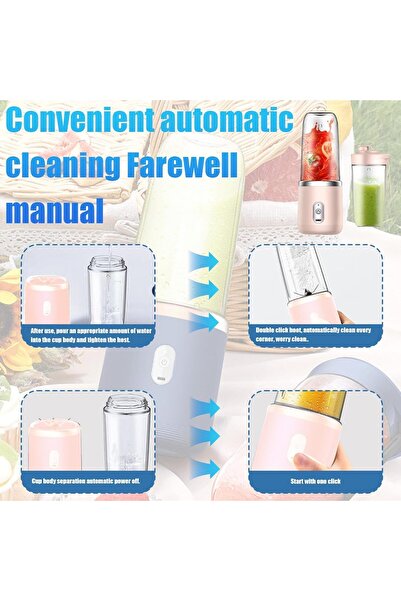 erorex Portable Blender Juicer Cup Stainless Steel 6-Blade 1500Mah Battery Usb Cordless Design, Bpa Free