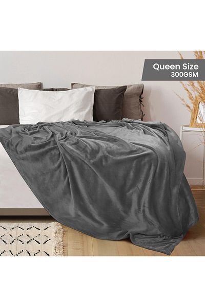 erorex Fleece Blanket Queen Size Gray 300Gsm Luxury Bed Blanket Anti Static Fuzzy Soft Blanket Microfiber