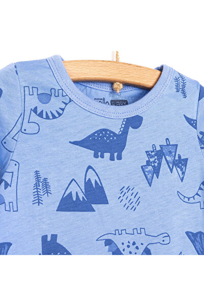 ebebek Hello Baby HelloBaby Uzun Kol Dinazor Desenli Bisiklet Yaka Pijama Takımı