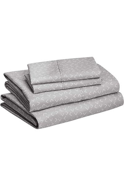 erorex Lightweight Super Soft Easy Care Microfiber Bed Sheet Set With 14” Deep Pockets King Gray Arrows