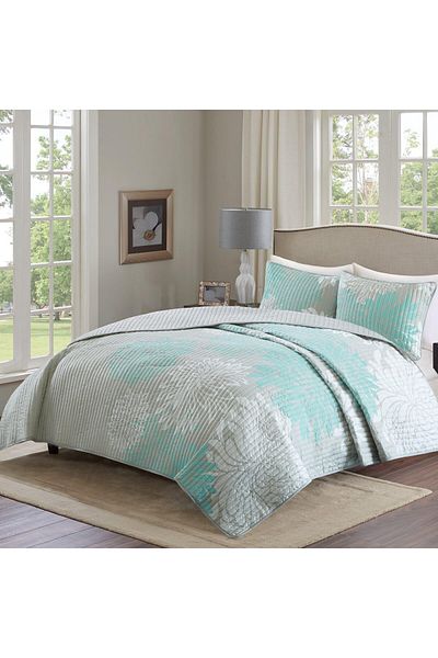 erorex Enya Quilt Set Casual Floral Print Channel Stitching Design All Season Lightweight Coverlet Cozy