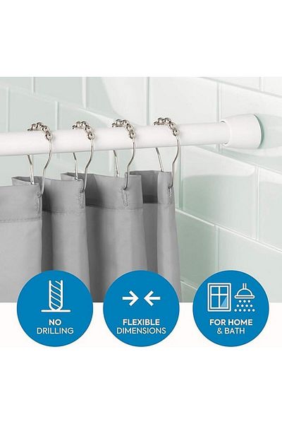 erorex Cameo Steel Adjustable Length Shower Curtain Tension Rod 43 75 Inch White