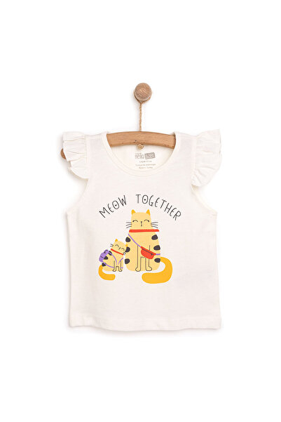 ebebek Hello Baby HelloBaby Basic Kız Kedi Baskılı Atlet T-shirt Kız Bebek