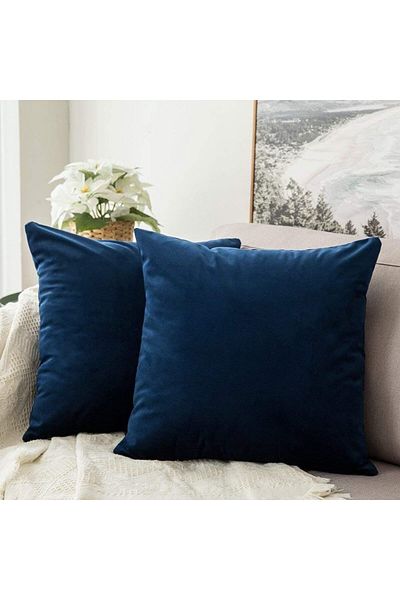 erorex Velvet Decorative Solid Filled Cushion Am. Dc8025102570286 Kun 45X45Cm Blue