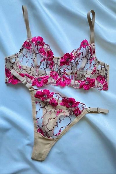 Moldina Σετ σουτιέν Μπεζ Φούξια Floral Underwire