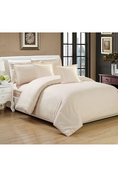 erorex Hotel Stripe 4Pcs Comforter Set Single Size Off White