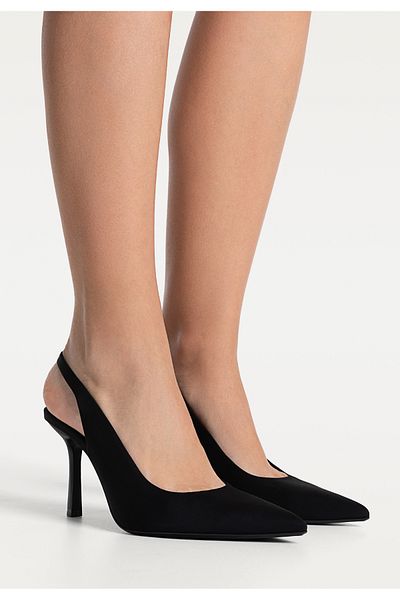 Stradivarius Synthetic Rubber Cloth Look Open Back Shoes Ramadan