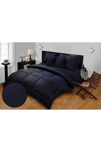 erorex 3Pc Double Bed Sheet Set 250Tc 100 Percent Cotton Dobby Box Sateen Size: 220 X 240 Cm Navy