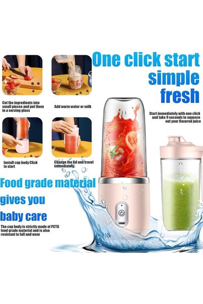 erorex Portable Blender Juicer Cup Stainless Steel 6-Blade 1500Mah Battery Usb Cordless Design, Bpa Free