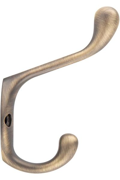 erorex Wall Mounted Contemporary Metal Dual Coat Hooks Antique Brass 5 Pack
