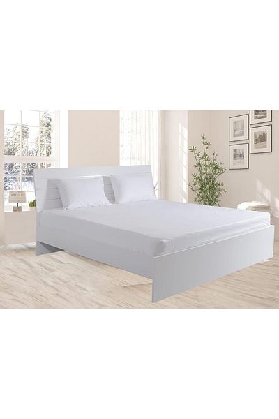 erorex King Fitted Sheet 1Pc 100 Percent Cotton 250Tc Dobby Box Sateen Size: 200X200+30Cm White