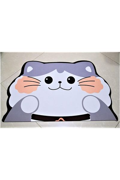 erorex Cat Cartoon Shape Super Absorbent Soft Non Slip Quick Drying Floor Bath Mat