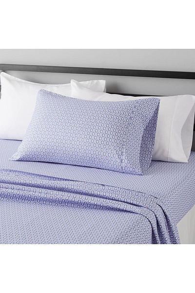 erorex Lightweight Super Soft Easy Care Microfiber Bed Sheet Set With 14” Deep Pockets Twin Blue Damask