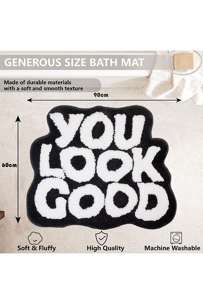 erorex Bath Mat Black Bathroom Rugs Non Slip Microfiber Plush Mat For Bathtub Sink Washable Absorbent