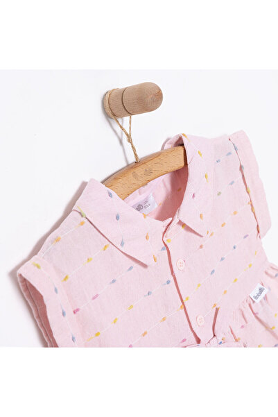 Bebetto Kız Bebek Elbise Ponpon Team Bebe Yaka Atlet Kol Açık Pembe