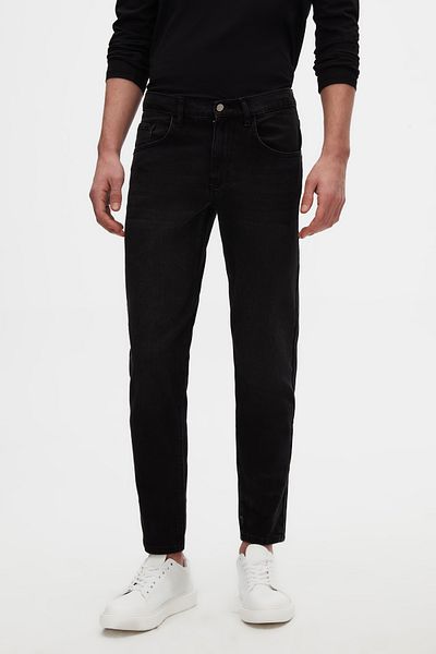 D'S Damat Comfort Fit Μαύρο ίσιο τζιν παντελόνι τζιν με πέντε τσέπες Lycra πλενόμενο τζιν