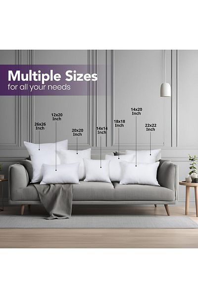 erorex Throw Pillows Insert Pack Of 2 White 18 X 18 Inches Bed And Couch Pillows Indoor Decorative Pillows